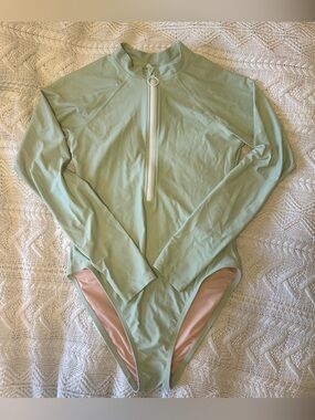 Madewell Mint Surf Suit One Piece Long sleeve